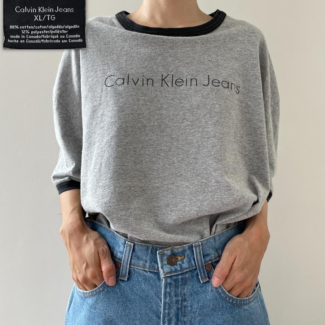 90s ビンテージ CK カルバンクライン リンガーネックT