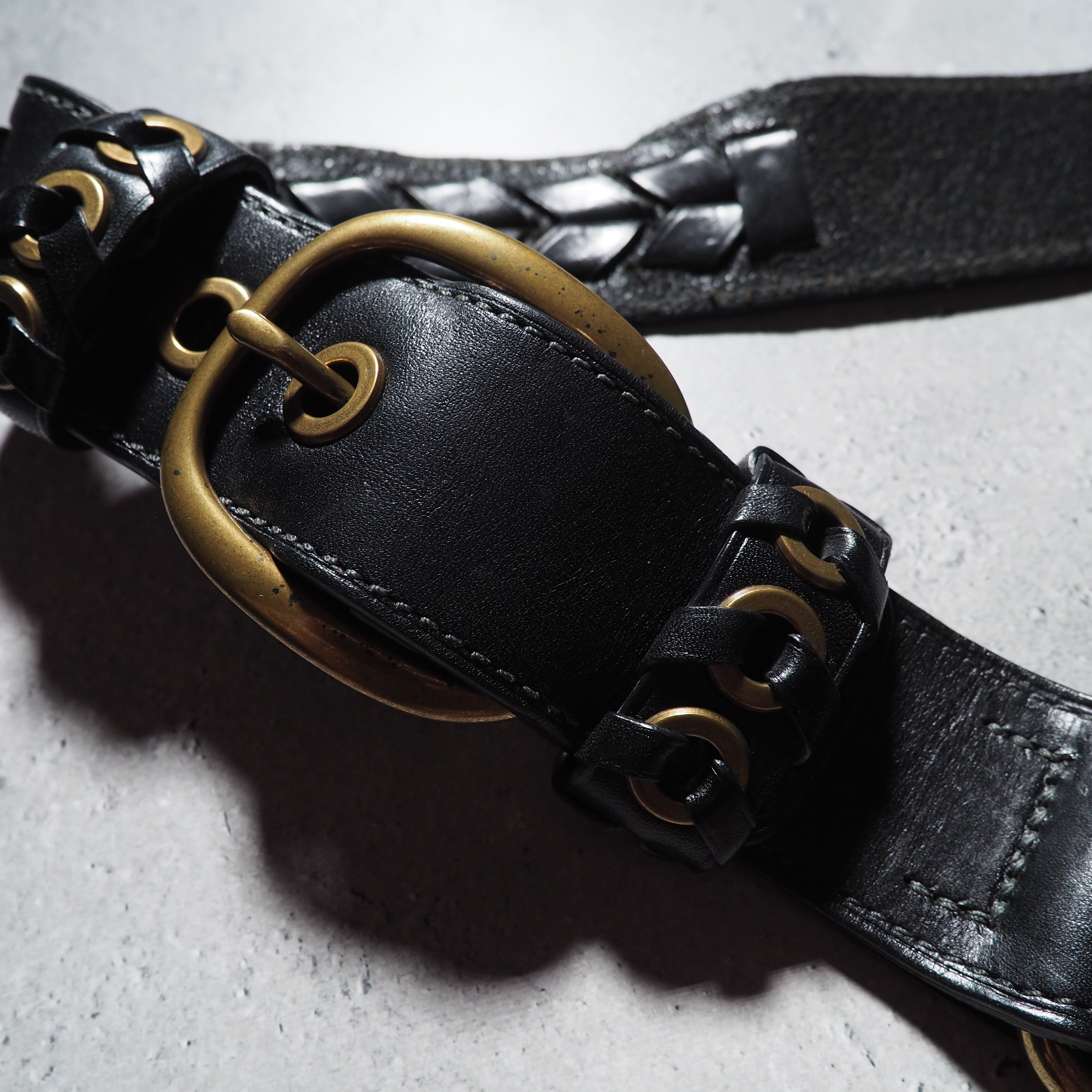 ” COACH ” Black leather 2ways hand shoulder Bag