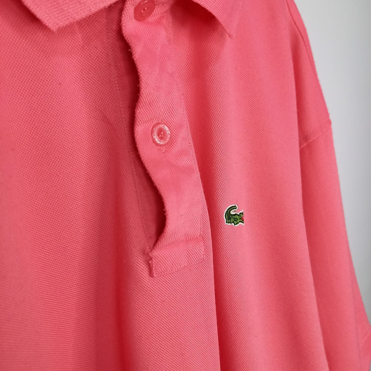 フレンチ　ラコステ　ポロシャツ　半袖　L1212　刺繍ロゴ　シェル　ピンク　XL