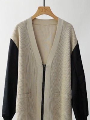 33℃　bc601701　ラメ糸ミリタリースリーブ 切替 Knit c/d