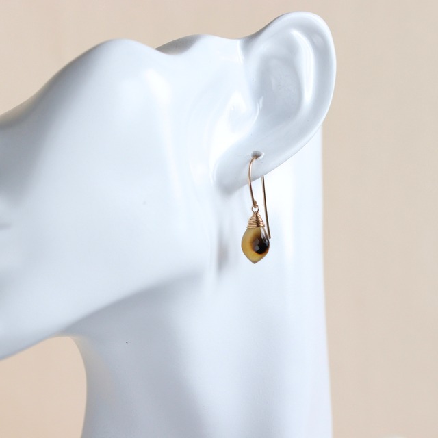 一点もの｜優しいナチュラルカラー｜モンタナアゲートのピアス｜14kgf