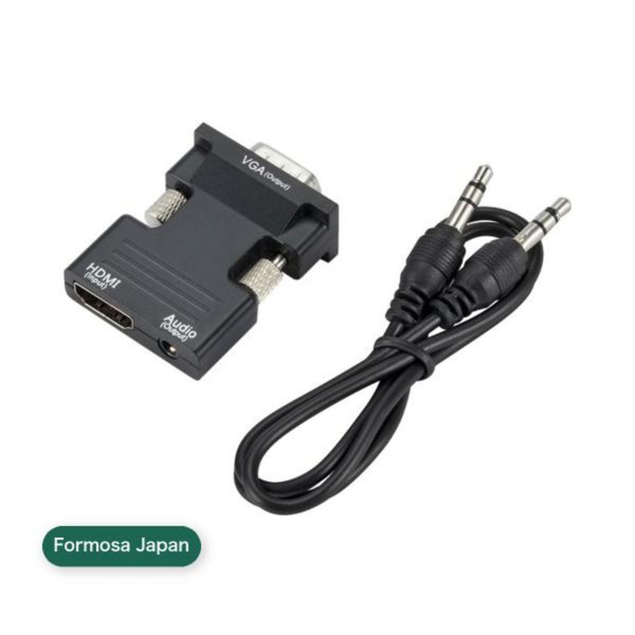 Formosa Japan HDMI to VGA アダプター 音声出力機能付 3.5mm音声ケーブル付 黒 IF-H2V-BK