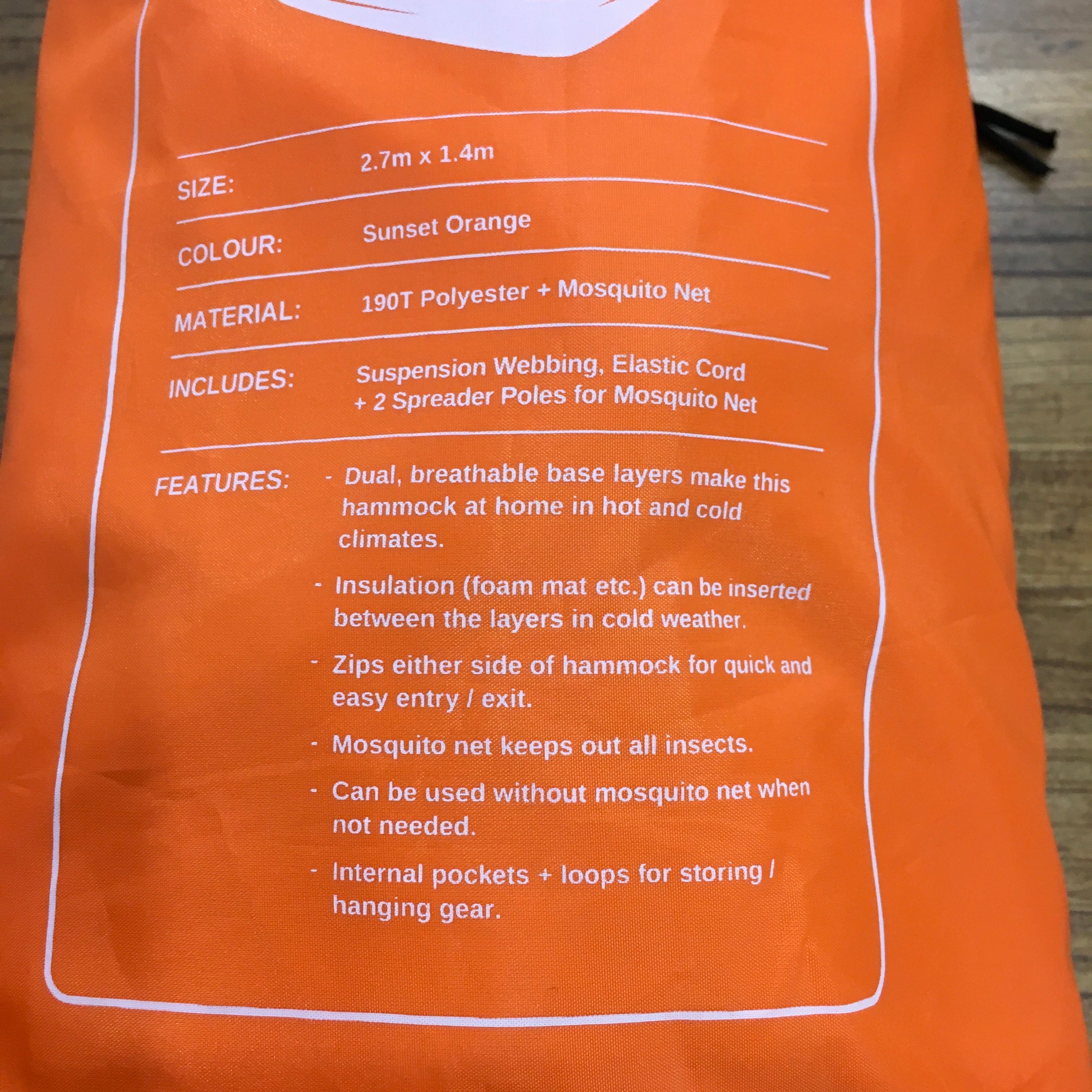 DD Frontline Hammock サンセットオレンジ | sproutzero