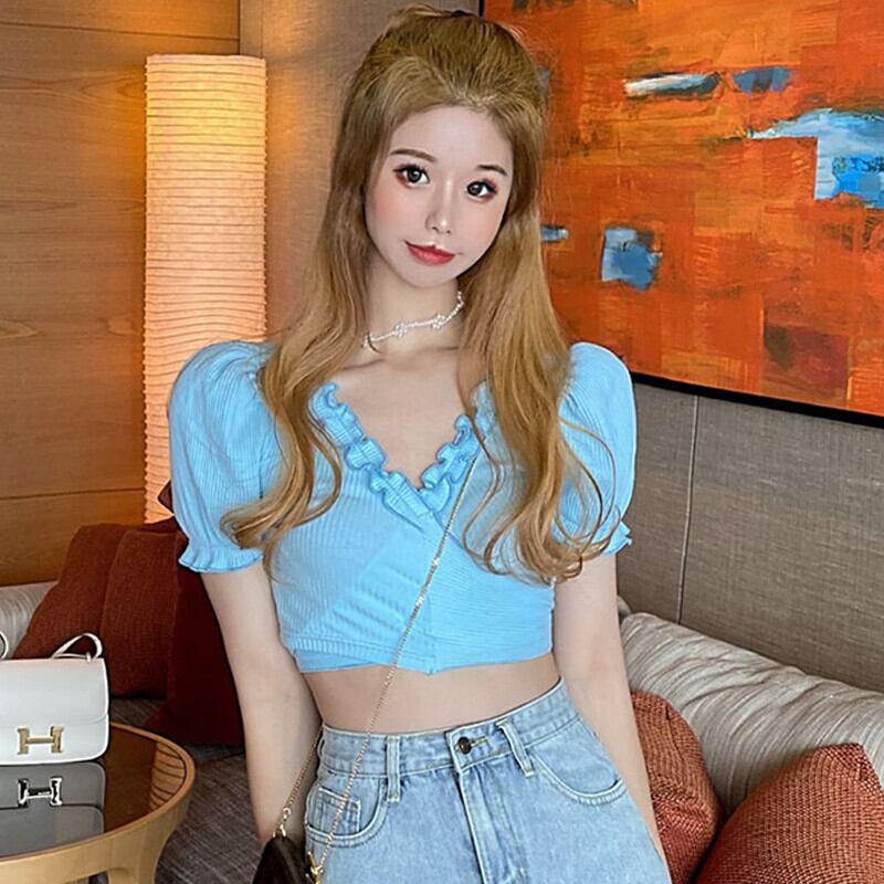 ショートトップス サマースリーブTシャツ 夏物 ピュア ガールズファッション84888401692