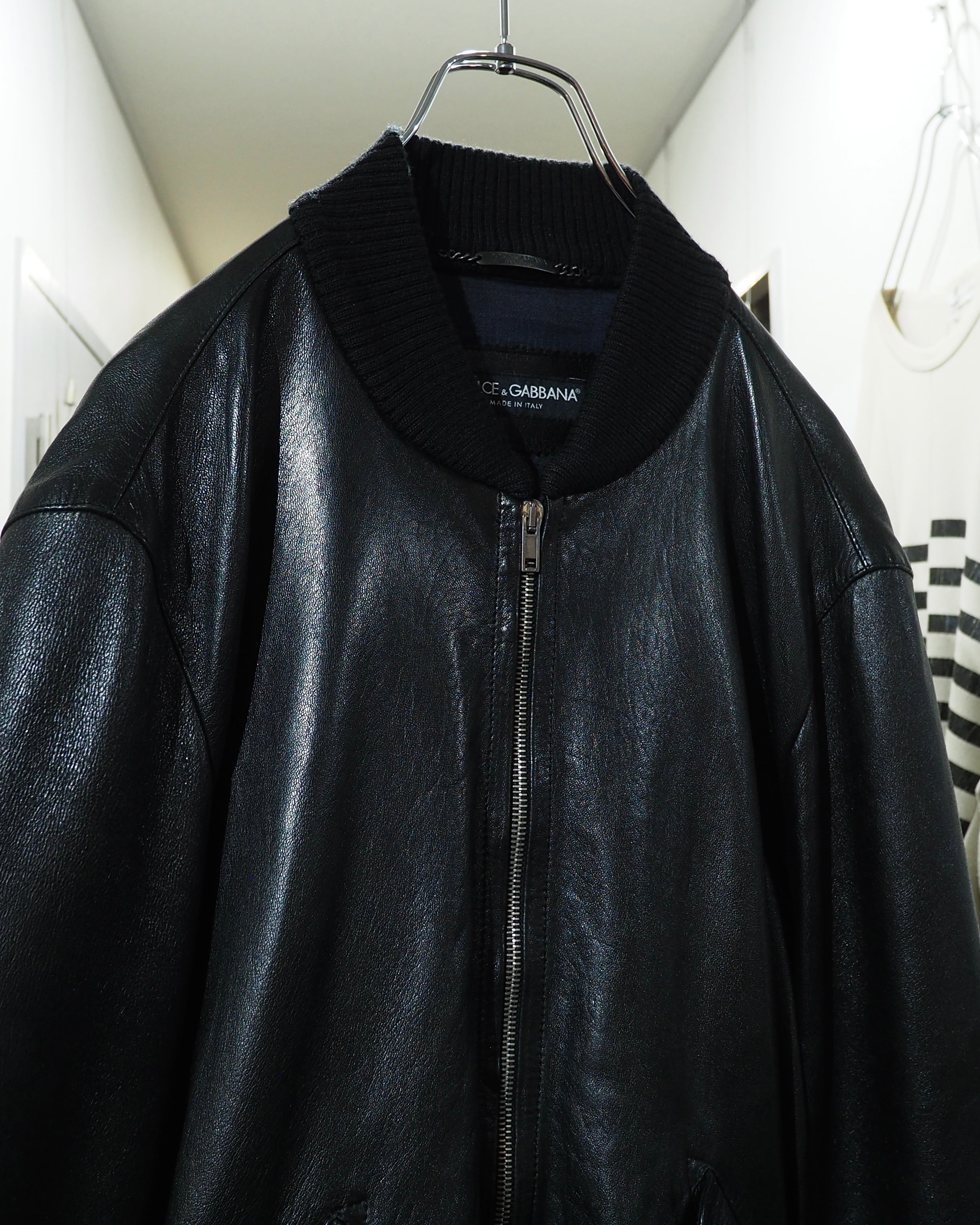 ” Made in Italy - DOLCE&GABBANA ” Special Black Lamb Leather Single Riders Jacket