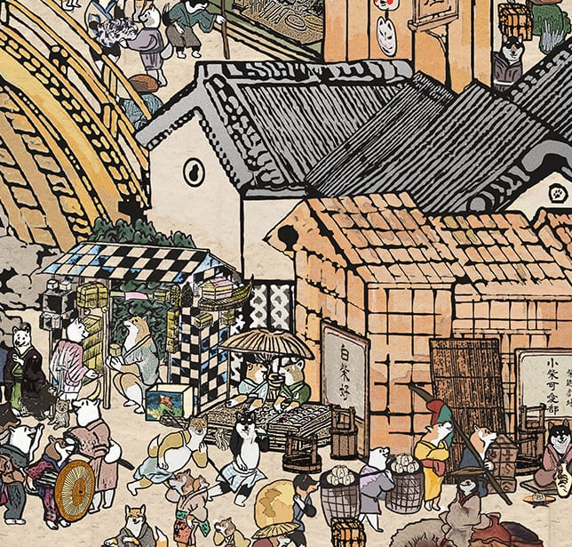 A3ポスター】 江戸の柴犬達（Shiba Inu dogs of the Edo period