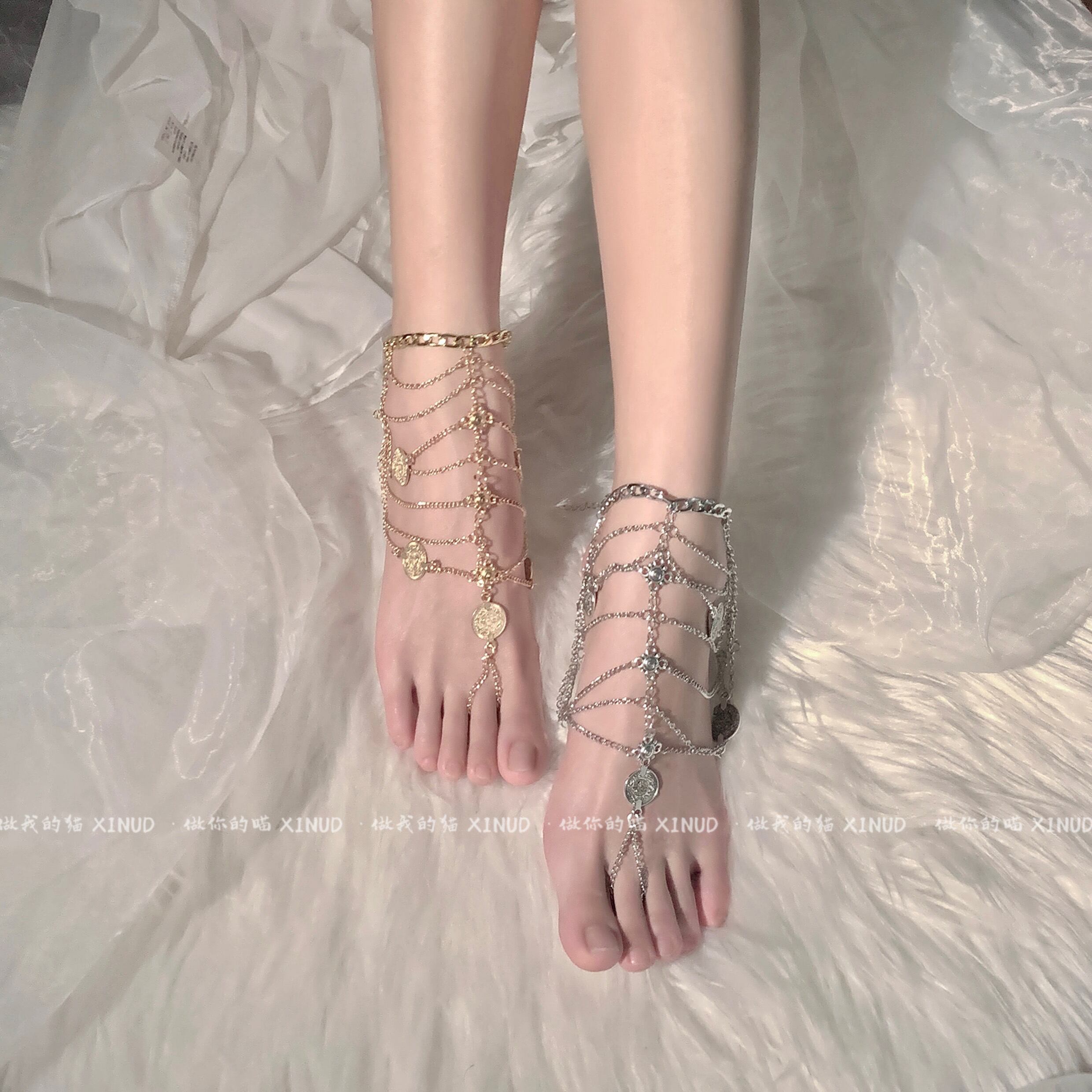 Miao】♡足飾り♡ゴールド シルバー アクセサリー セクシー 透け透け