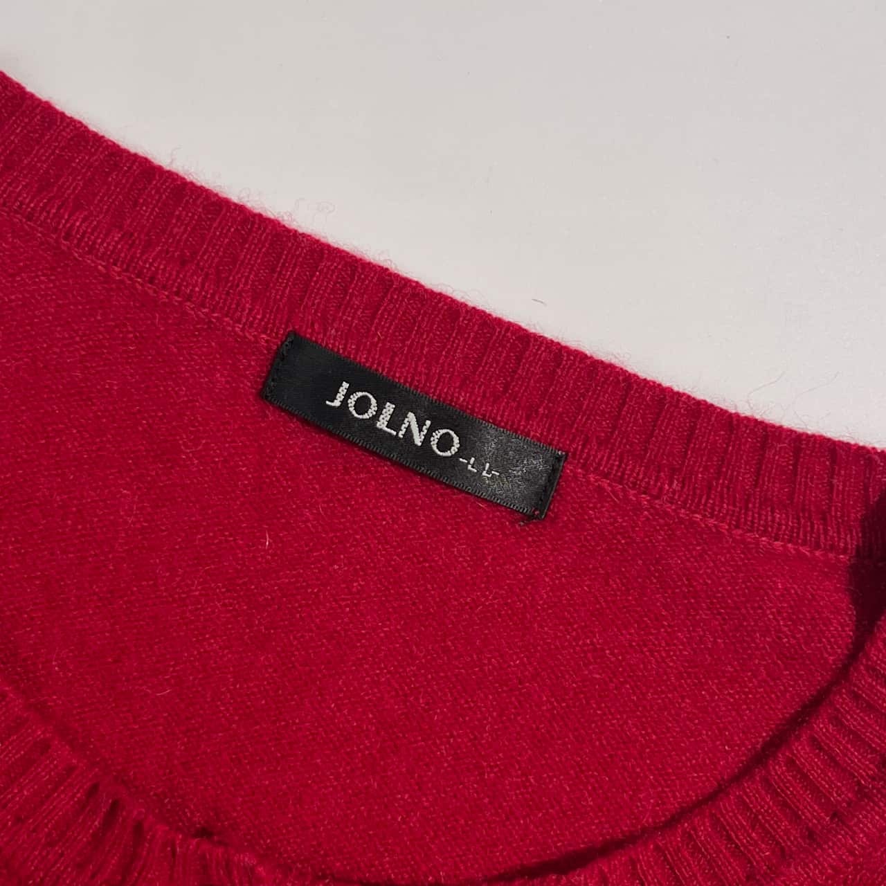 カシミヤ100% JOLNO ジョルノ ニット カーディガン LL /レッド系 レディース