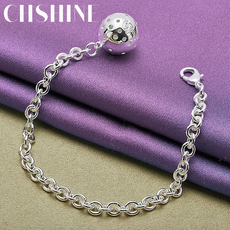 送料無料 CHSHINE 925 スターリングシルバーロンドボールブレスレット女性チャームジュエリーウェディングパーティーギフト 銀  AE0077766648878756711