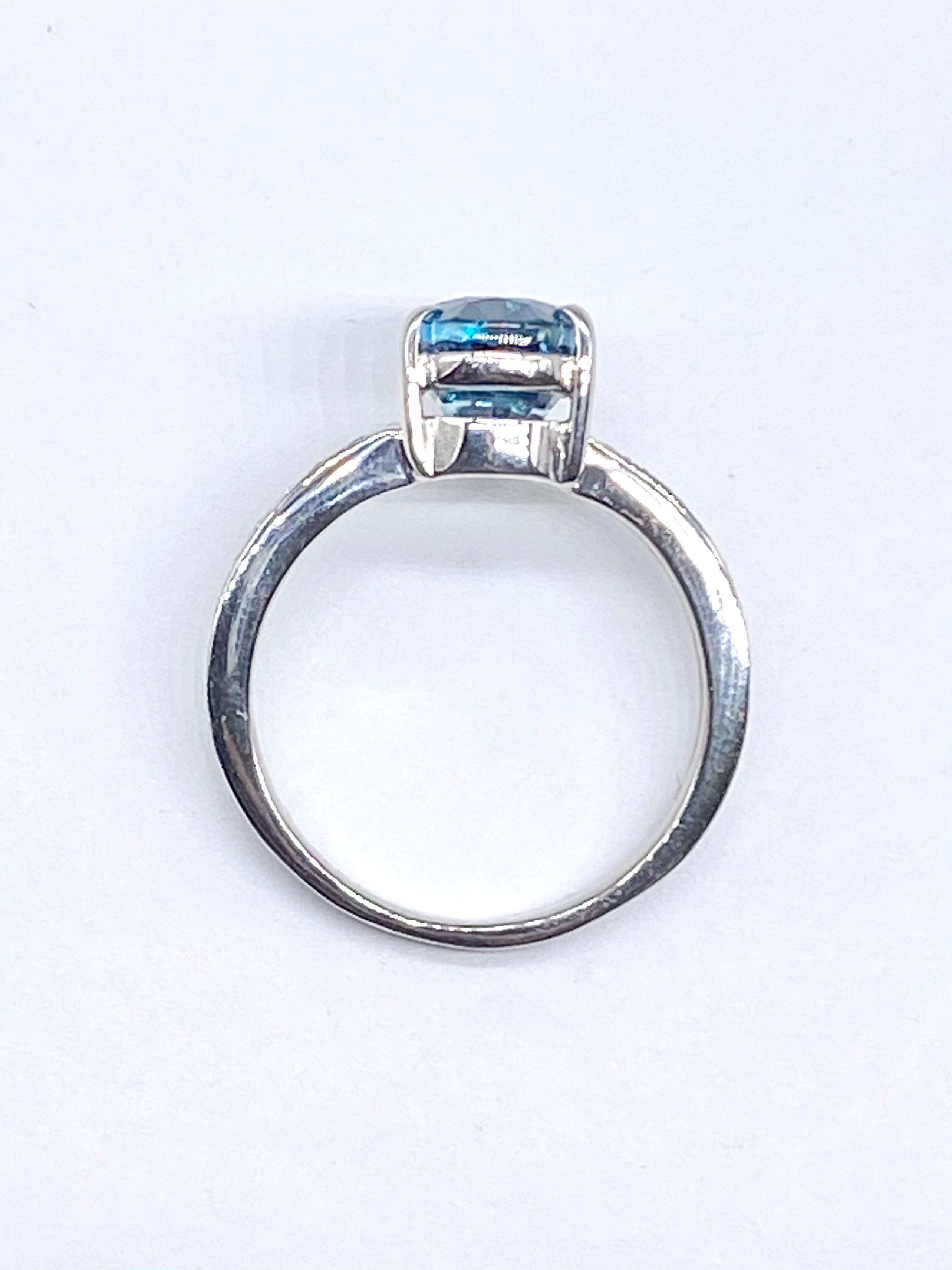 ブルージルコン 3.49ct / ダイヤモンド 計0.20ct Pt900 リング 12号
