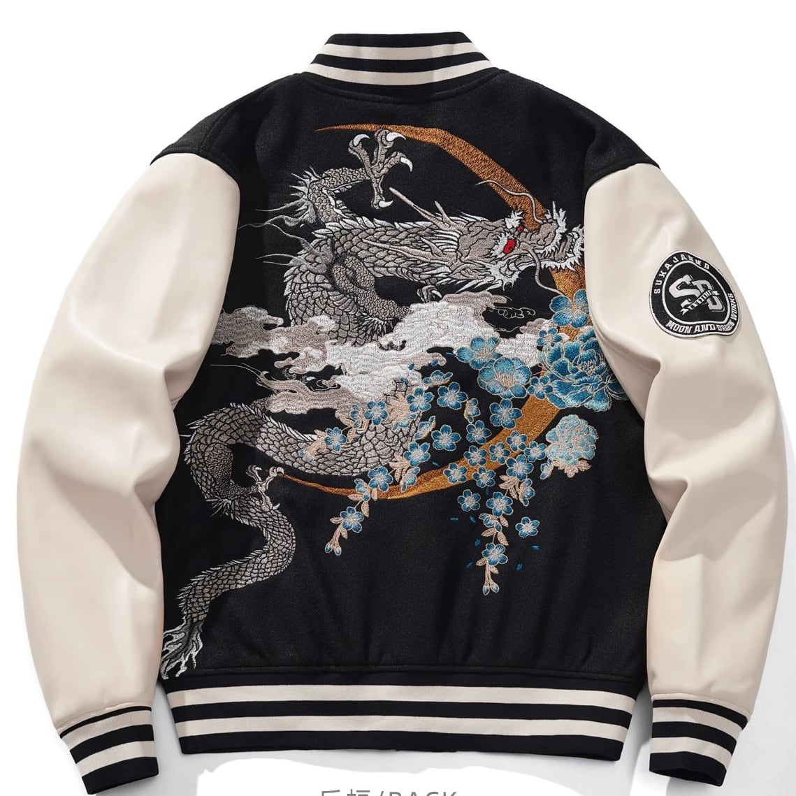 希少 横須賀 プリンス商会 55周年記念 鷹 タカ刺繍 スカジャン 黒 銀