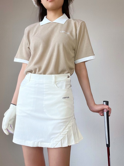＊即納＊cerva side pleats skirt (off-white)