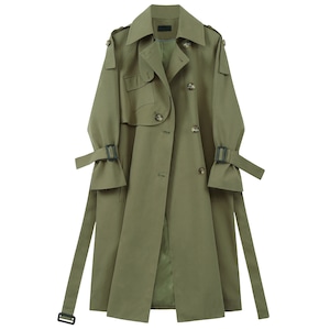 LONG-LENGTH TRENCH COAT GREEN 1color M-3126