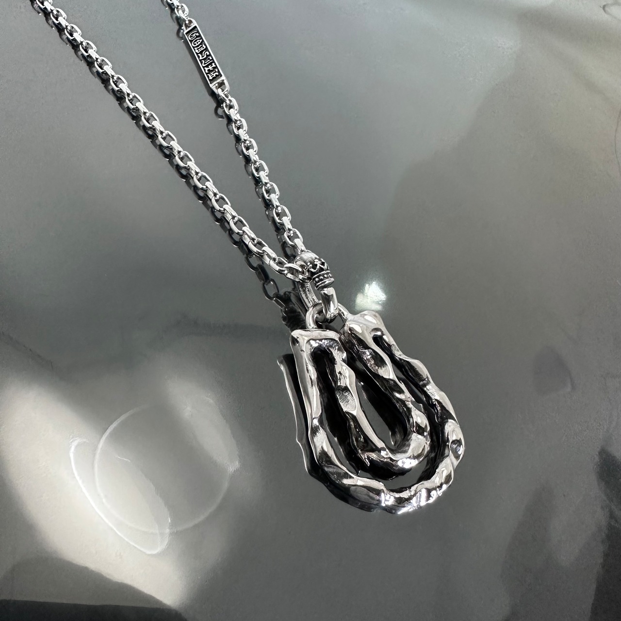 OPEN HORSESHOE LARGE #2 with GODSIZE® I.D. TAG NECKLACE XL / オープンホースシューラージ#2ネックレス ゴッドサイズ® I.D.タグXL