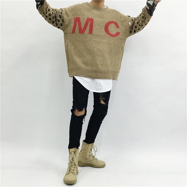 【予約販売】ストレートパンツ メンズ ボトムス スリム ダメージ加工 シンプル ブラック 黒 スタイリッシュ こなれ感 カジュアル 韓国 トレンド BTS グク 春 夏 秋 S/M/L/XL/2XL