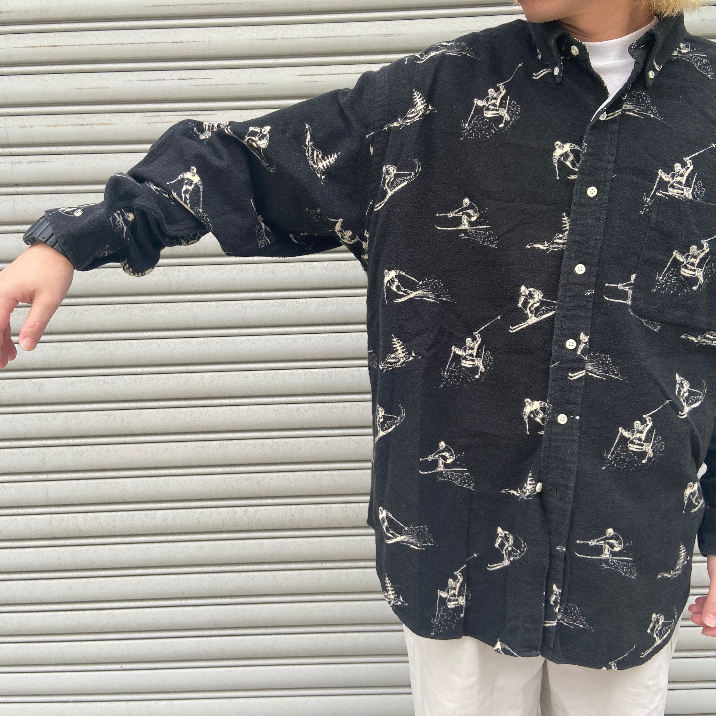 送料無料』Ralph lauren 90s スキー柄シャツ BIGSHIRT シャモア | 古着 