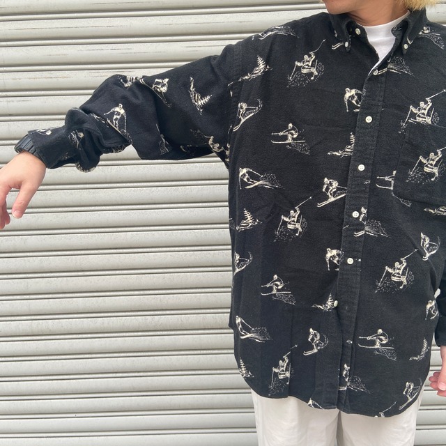 『送料無料』Ralph lauren 90s スキー柄シャツ BIGSHIRT シャモア