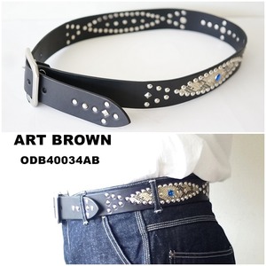 ARTBROWN　アートブラウン　レザーベルト　 スタッズベルト　　ベルト  40mm幅スタッズベルト  オイルドレザー  ODB40034AB