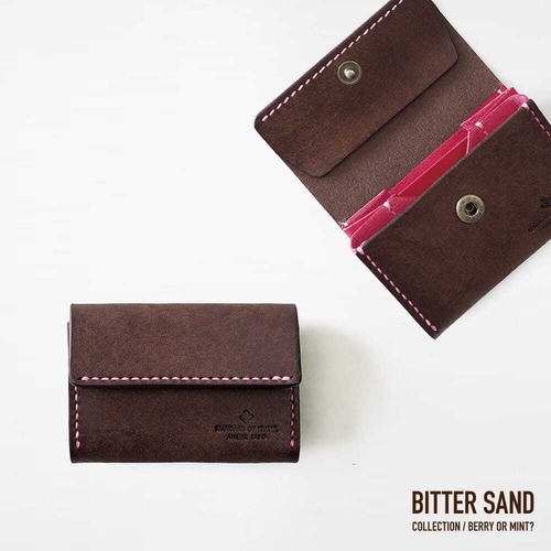 【BITTER SAND】カードがたくさん入る ミニ財布【ビターブラウン×ビビッドピンク】（在庫あり）