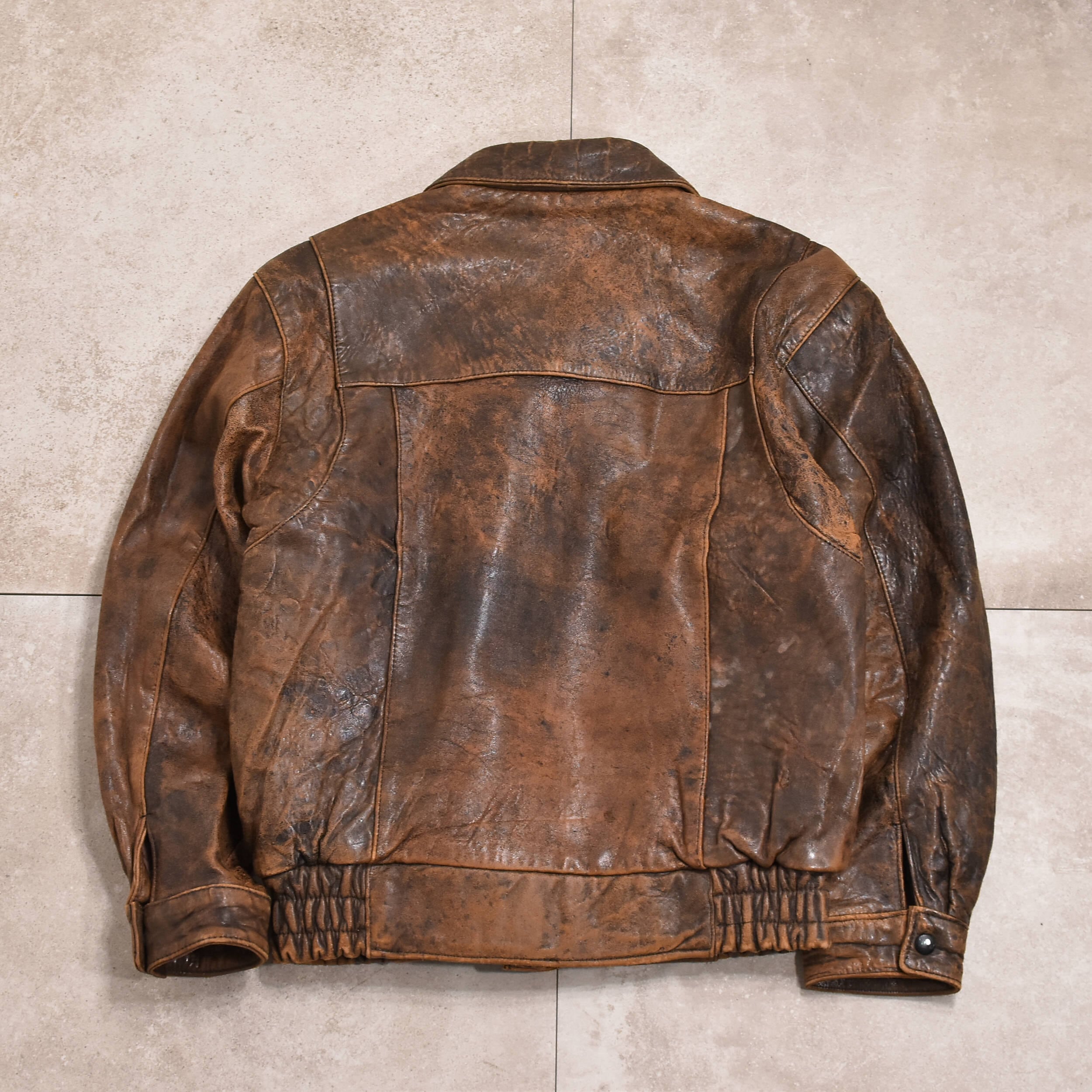 90s aging processing leather jkt | 古着屋 grin days memory 【公式