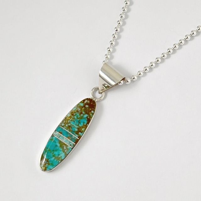 《Indian Jewelry 》ナンバーエイト ターコイズ ペンダント 一点物 ネックレス (チェーン オプション)