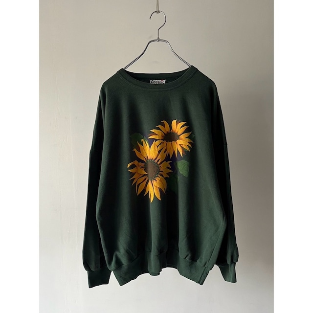 -oceanic- sunflower printed drop shoulder sweat