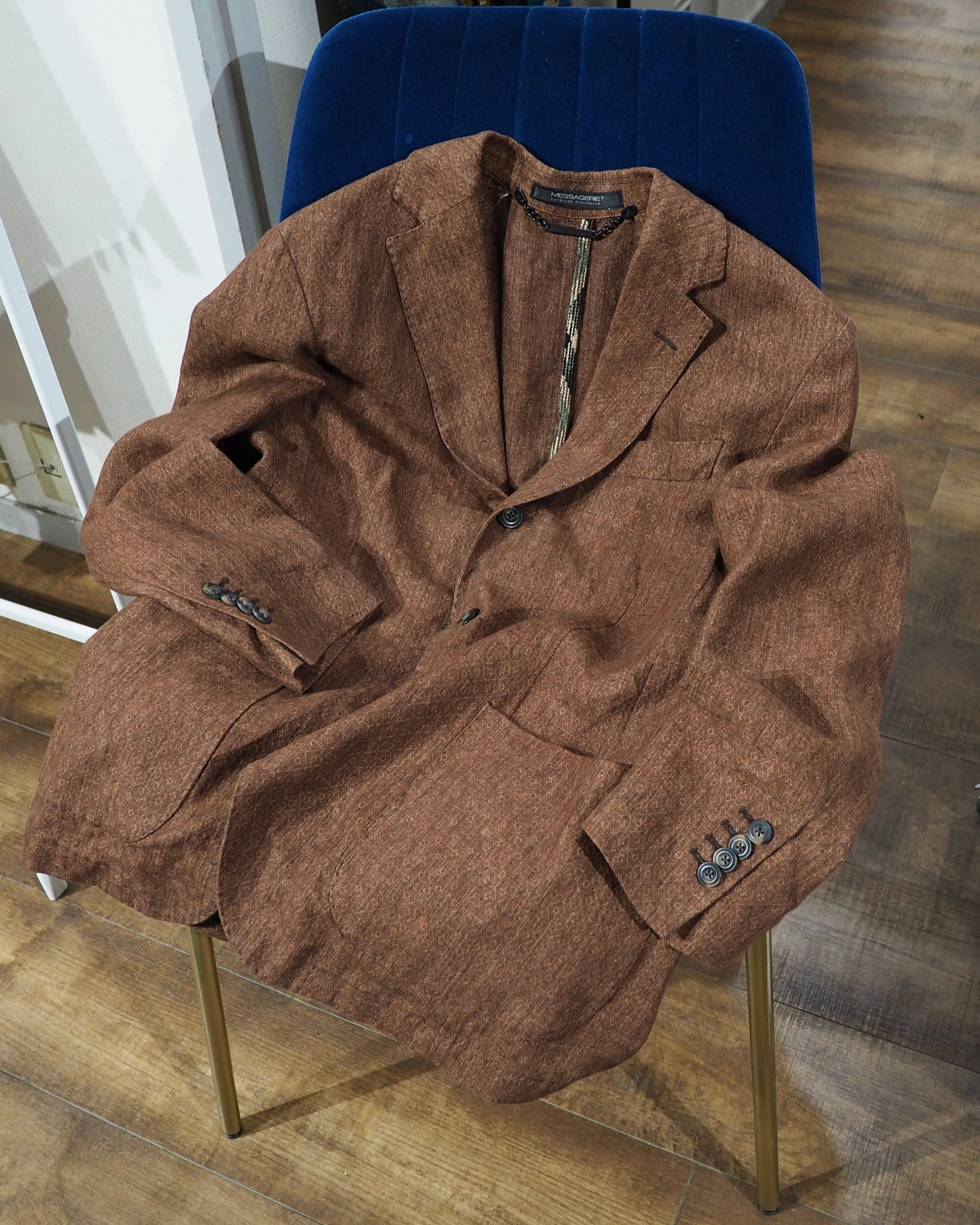 ” MESSAGERIE ” Pure Lino Linen 3B Tailored jacket (Made in Italy)