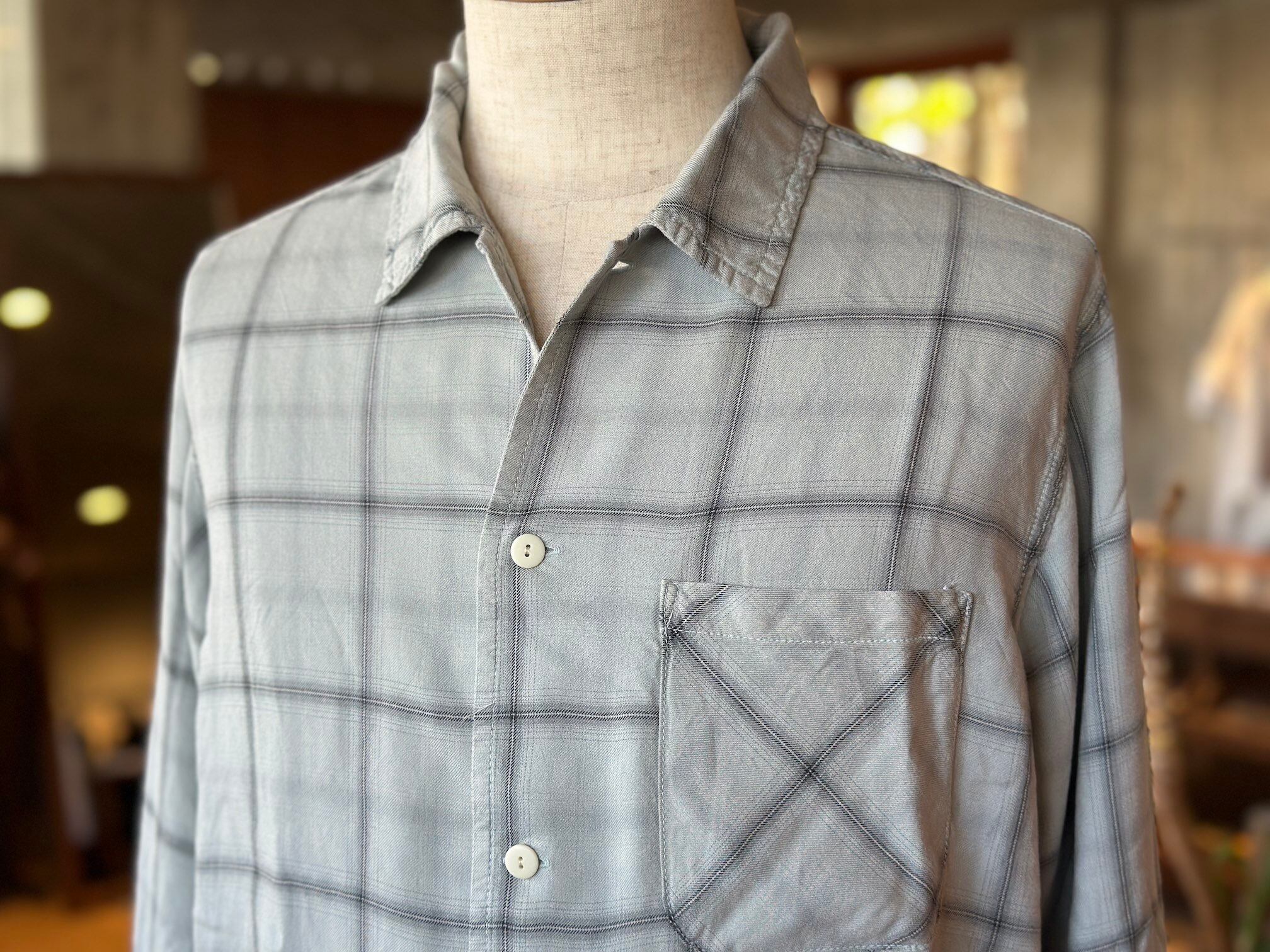 REMI RELIEF / レーヨンツイルチェックシャツ