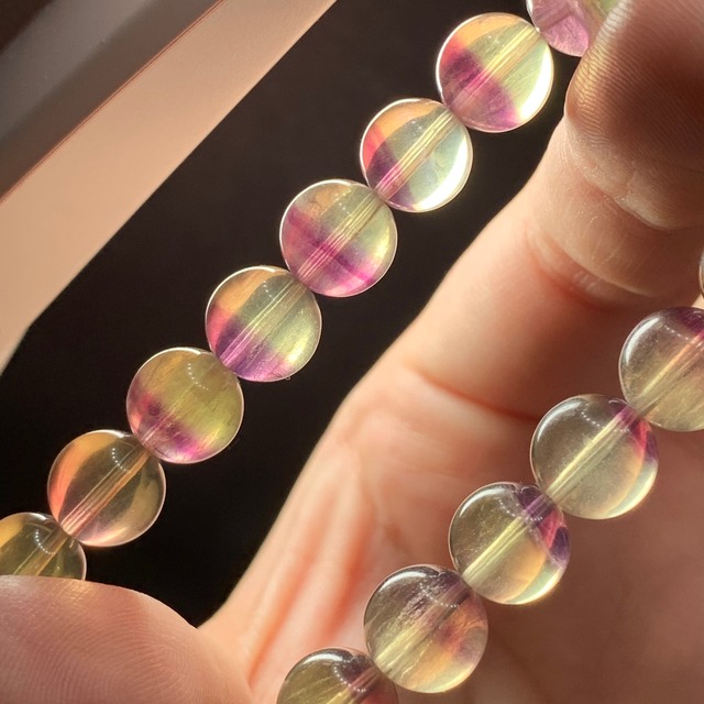 イエロー×パープル✩バイカラーフローライトブレスレット