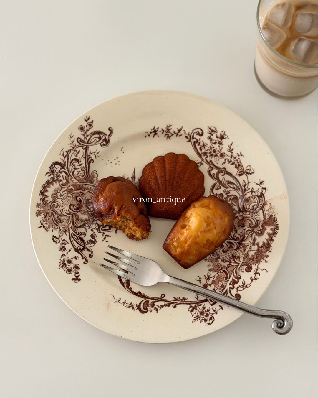 vintage french plate / ブラウンの風景プレート f