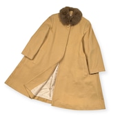 カシミヤ100% SNOB HOUSE スノッブハウス フォックスファー 毛皮付き Aライン ロング コート カシミア サイズ L /ベージュ/レディース