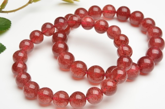 ストロベリークォーツ（エピドートインクォーツ）　10.5mm　ブレスレット_B193-105