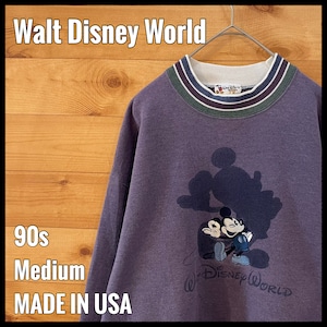 【Walt Disney World】90s USA製 スウェット トレーナー 刺繍 ロゴ ミッキーマウス ヴィンテージ M US古着
