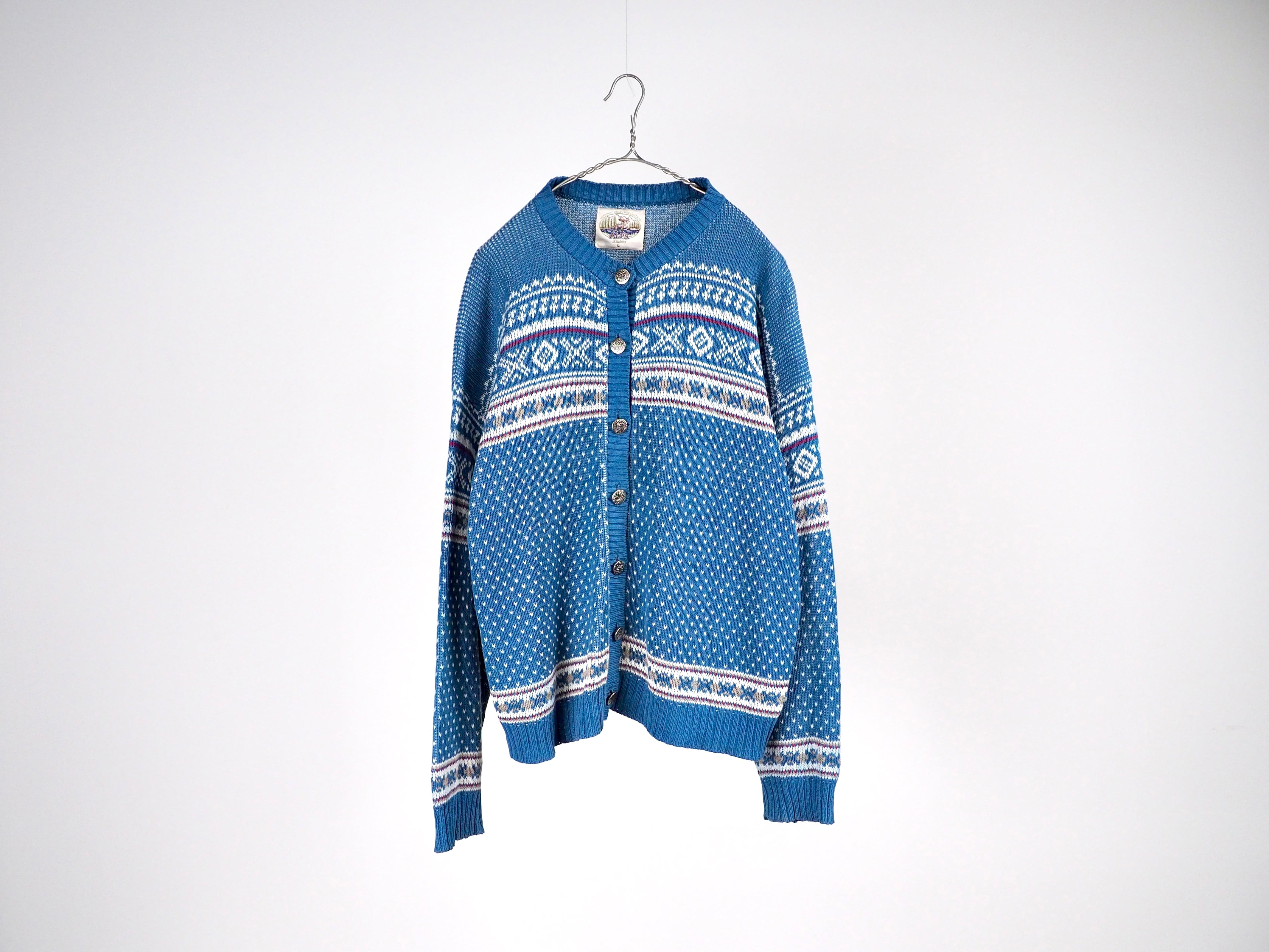 ALPS Birds eye Nordic knit cardigan L