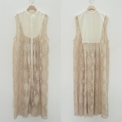 antique lace long gilet OP/cream