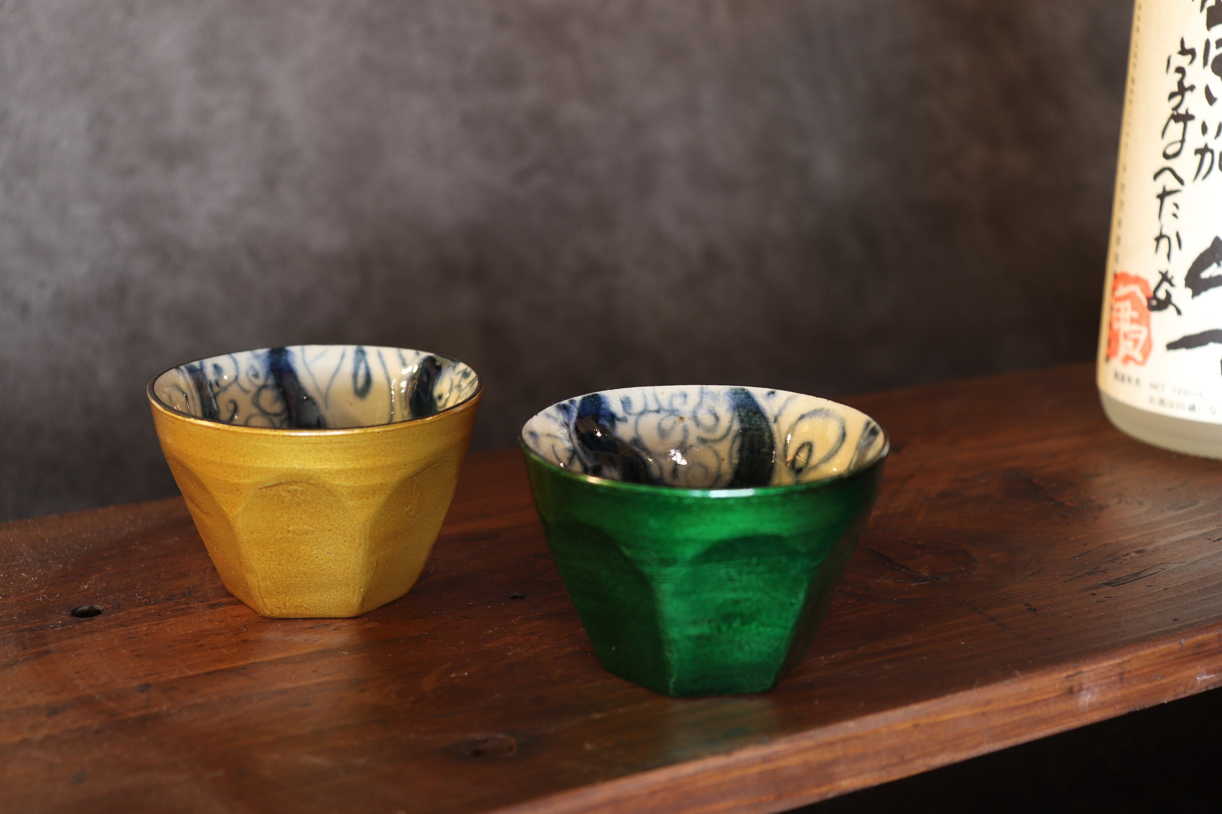 漆陶 色漆 猪口 渦紋 【在庫限り】