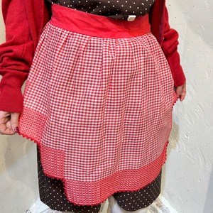 vintage red gingham red embroidery apron