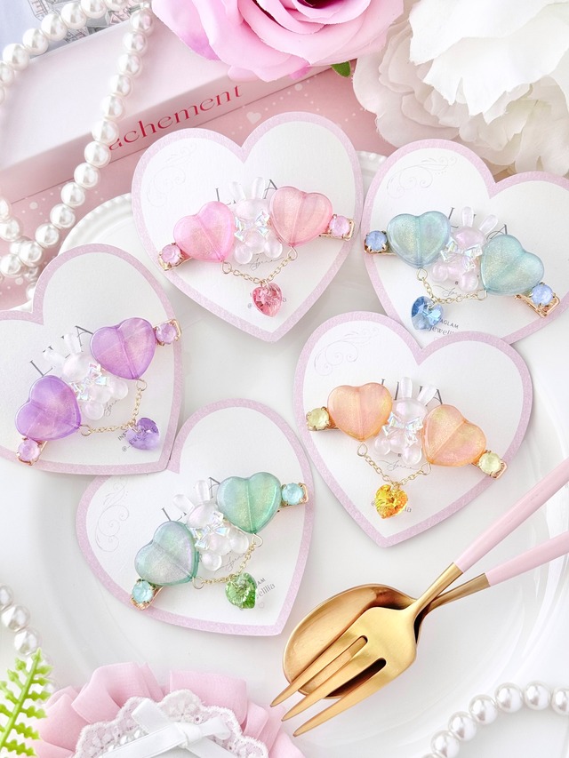 【0618-16】summer rabbit W heart clip