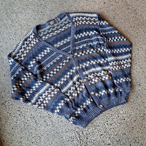 アメリカ製 アクリル 総柄カーディガン used [211039]