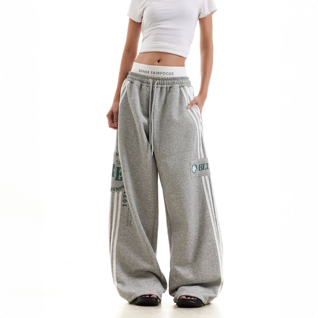 ラインロゴスウェットワイドパンツ 2col R00870