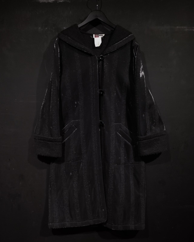 【WEAPON VINTAGE】Metallic Silver Line Vintage Loose Hooded Coat