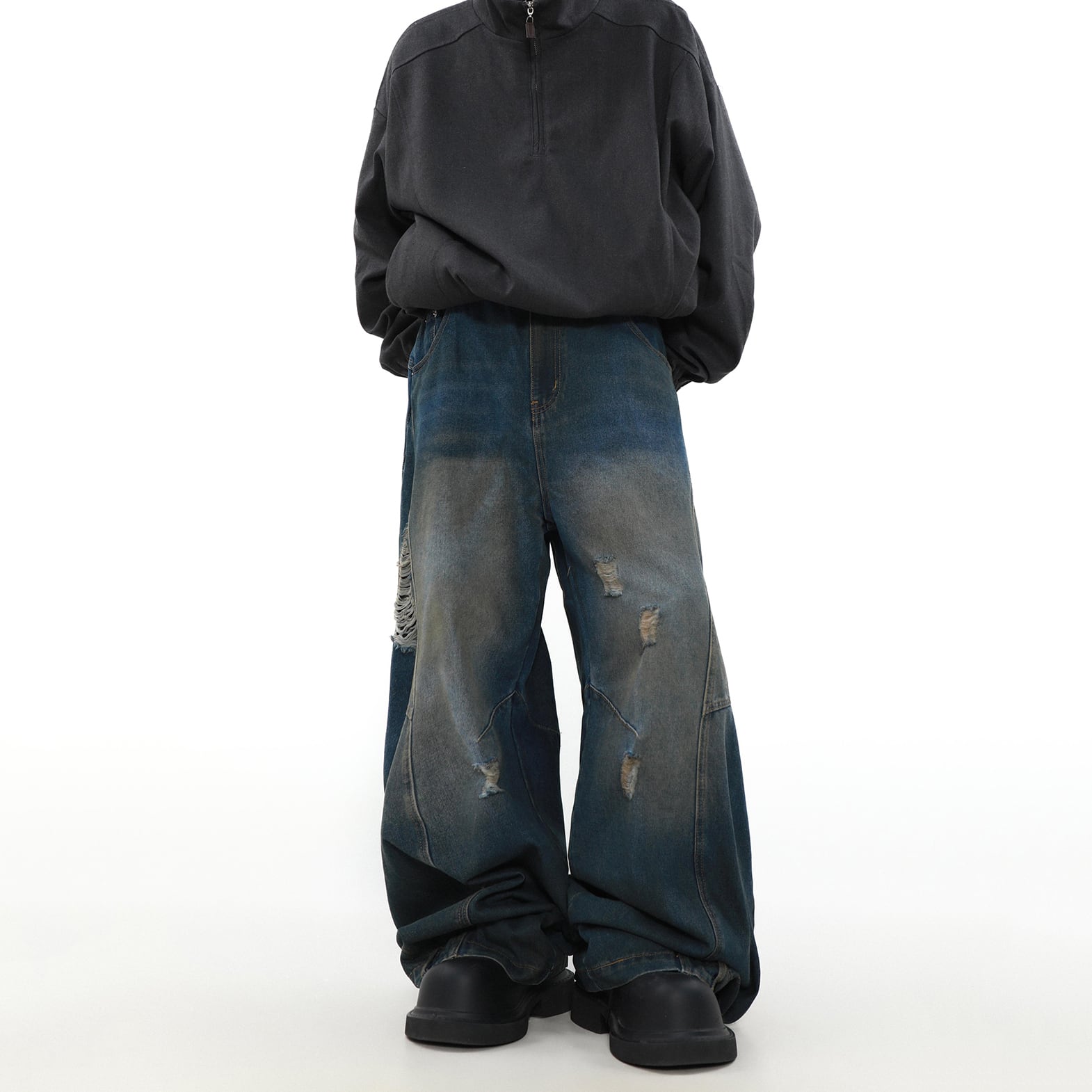 MRNEARLYビッグシルエットダメージデニムパンツ | mblueshop