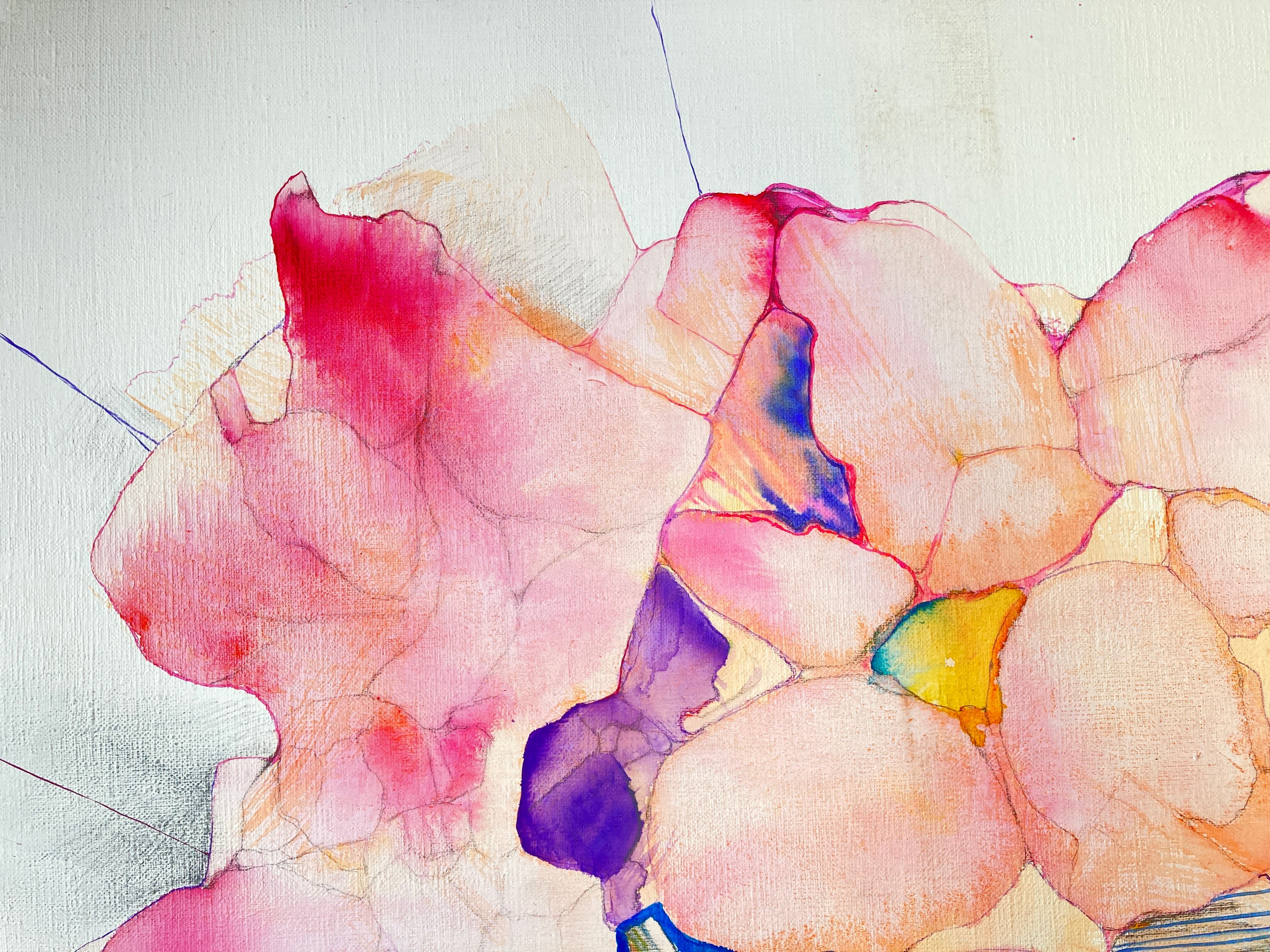 感じる細胞13 絵画 ピンク 紫 白 抽象画 水彩 キャンバス | sera artworks