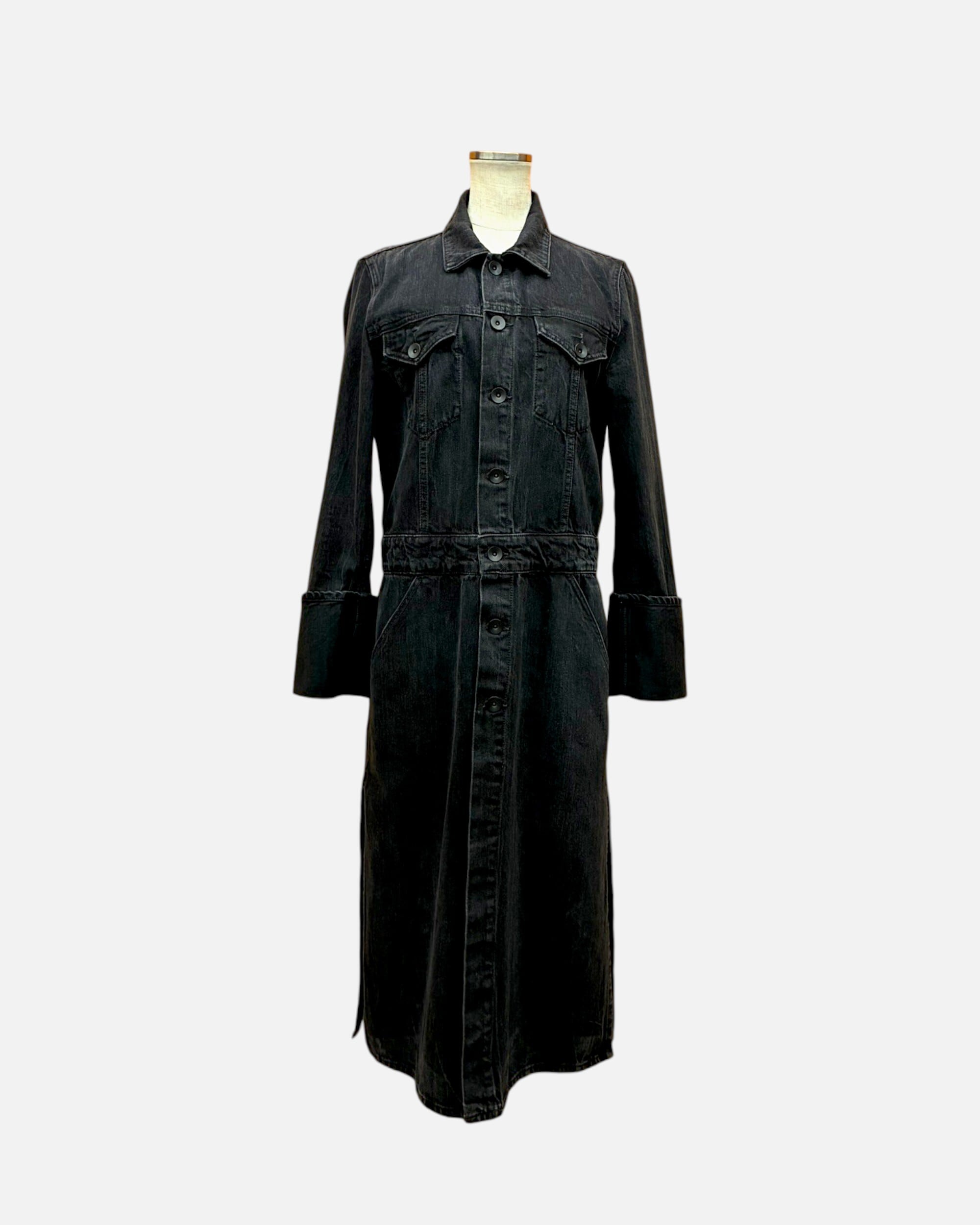 HELMUT LANG black denim long coat