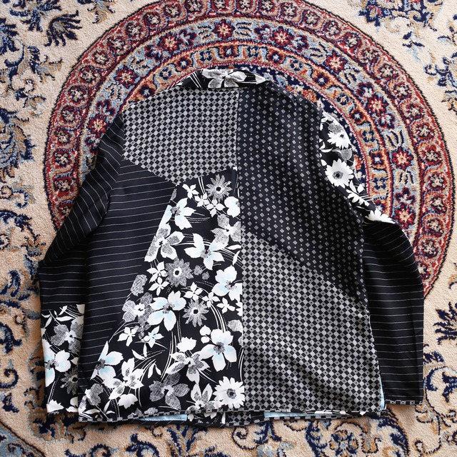 switching design art flower pattern l/s mode shirt jacket