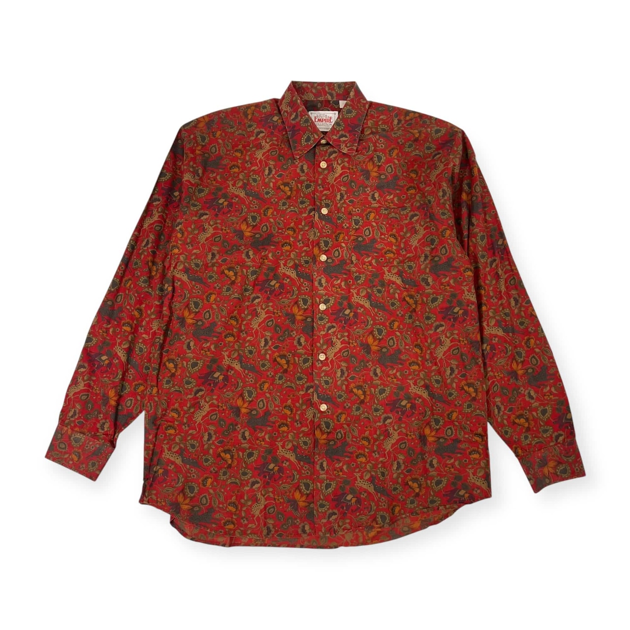イングランド製 THE Viyella EMPIRE COLLECTION ヴィエラ エンパイア コレクション 花柄 総柄 長袖シャツ 柄シャツ M/レッド メンズ