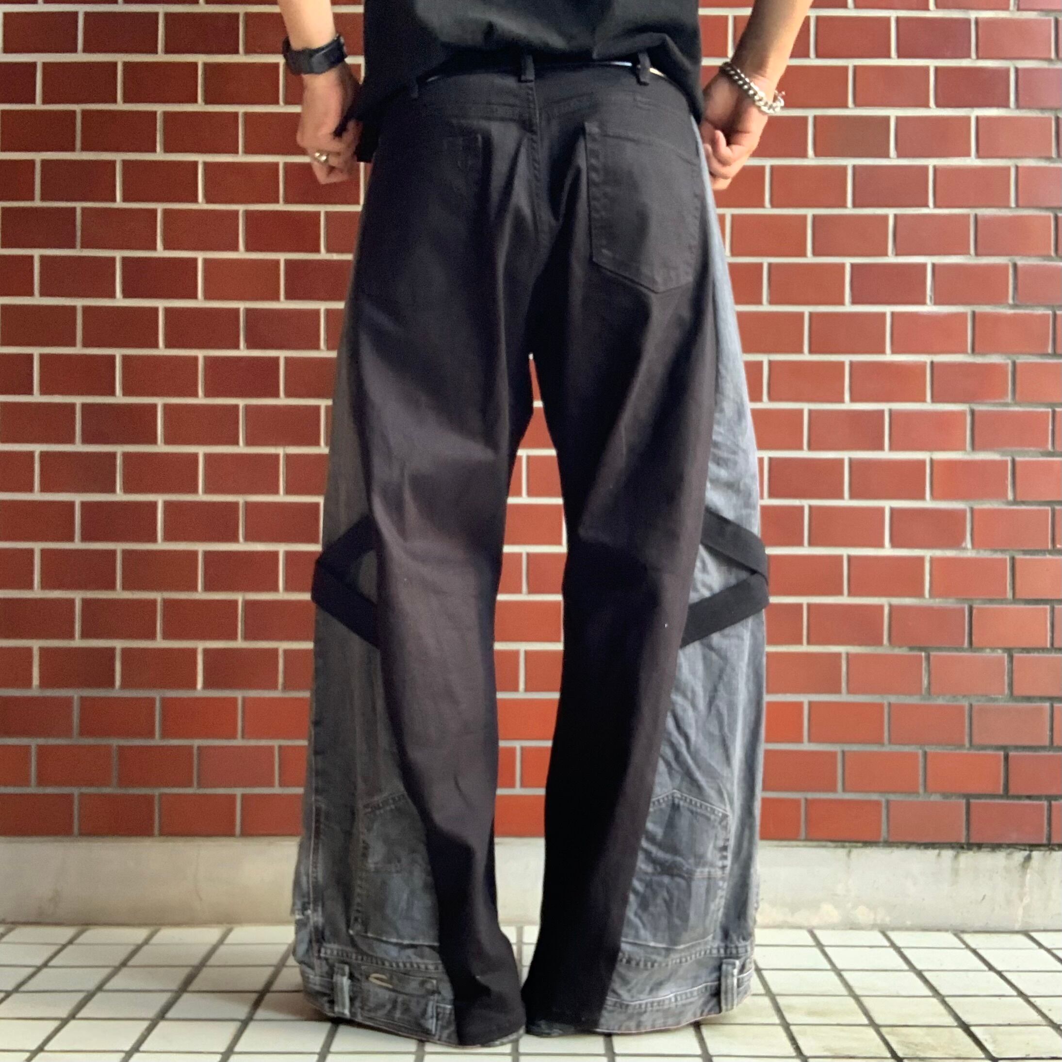 No.052【ブラック・Y2K】再構築 リメイク フレア ワイド デニム