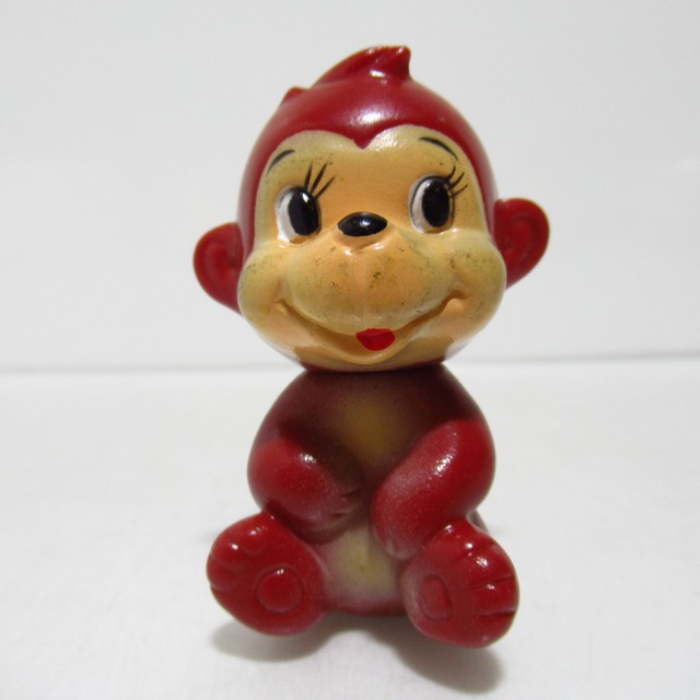 昭和レトロ　ソフビ　猿　さる　えんぴつヘッド [$9]