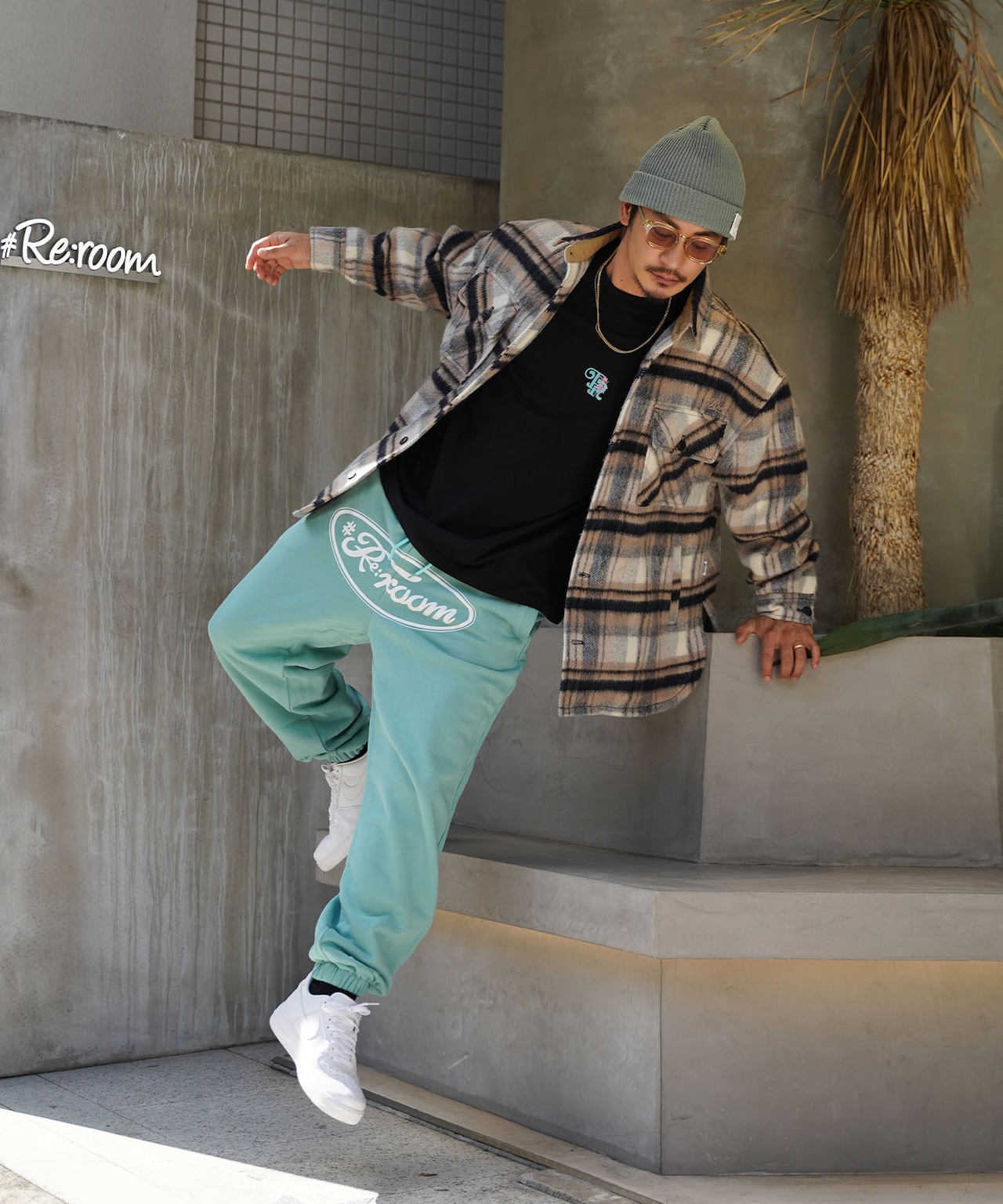 【#Re:room】BIG LOGO PRINT WIDE SWEAT PANTS［REP234］