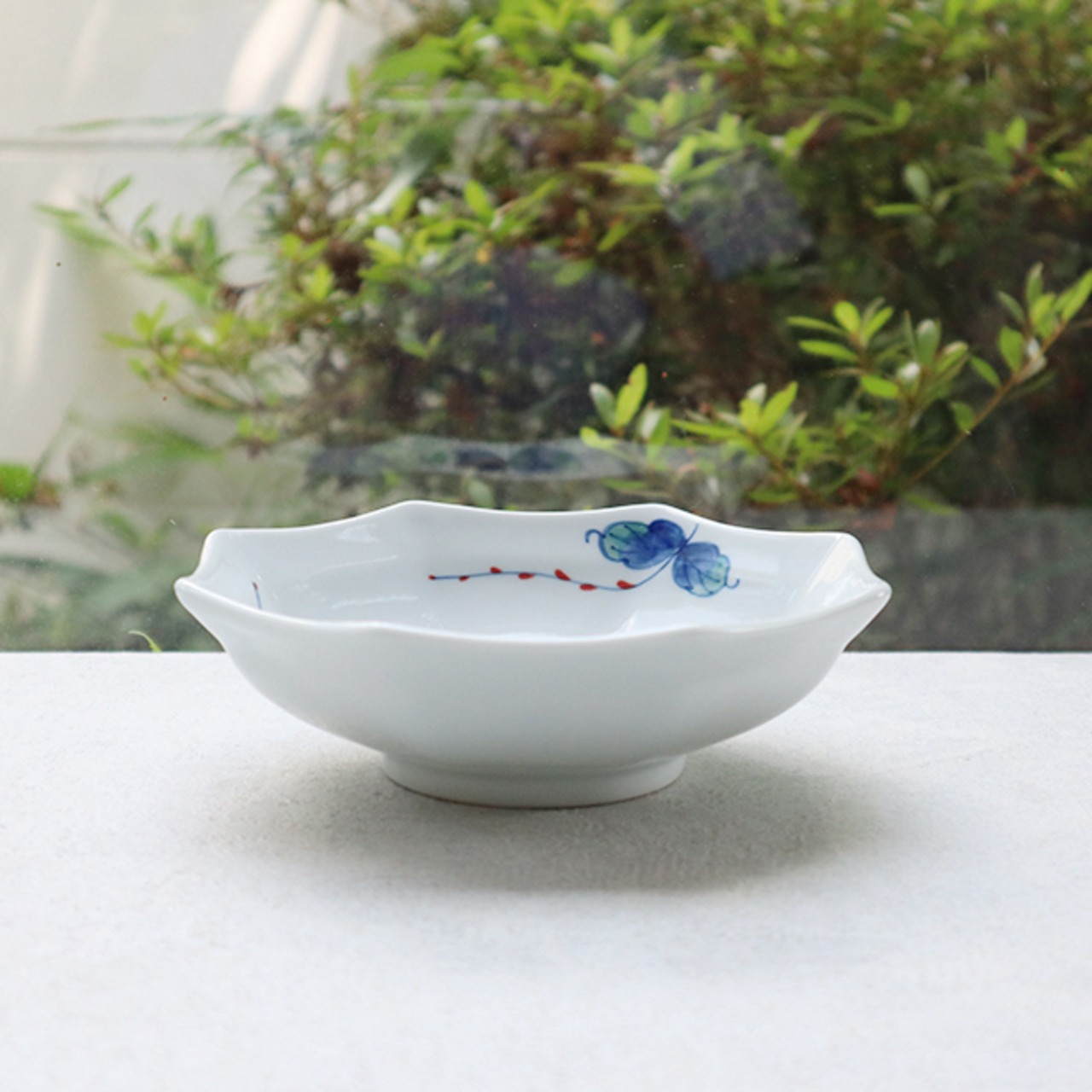 波佐見焼　八角平鉢　水引草